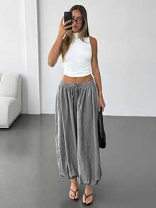 Aloruh Women's Plaid Personalized Lantern Pants Y2K Exaggerated Casual Trousers