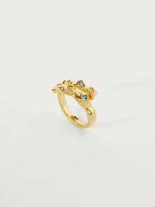 Glisma 女士单枚戒指，高级/复古/优雅，18K镀金，性感/复古，适合妈妈/女士/女孩/母亲，夏季/海滩/舞会/派对，多层/宝石/串珠/水晶 - 金色 - 查看 6