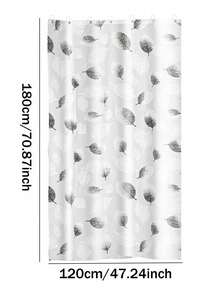 1pcMinimalist Leaf Print Shower Curtain, Black White Design For Modern Bathroom Division & Privacy - Multicolor - View 12