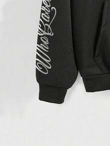 ROMWE Grunge Punk Punk Eye Glitter Music Festival Slogan Loose Fit Black Print Sweatshirt For Women