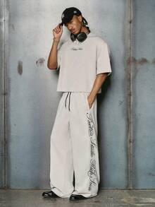 PAVTROS Men's Fashionable & Comfortable Embroidered T-Shirt Set - Khaki - View 3