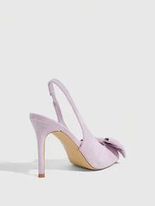 CUCCOO SZL Champagne Color Rhinestone Embellished Mesh High Heel Sandals Valentine's Day - Light purple - View 5