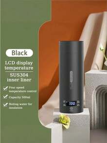 Teckwe 1-Piece 450ml~500ml Compact Portable Electric Kettle Thermostat, Insulated Travel Water Cup, Fast Heating, Intelligent Insulation, Anti Scald, Lightweight, US, EU, UK Plug Options, Fashionable Neutral Color Travel Hot Water Boiler, Dormitory, Household Outdoor Daily Use - EU F Type Plug(220-240V) - View 9