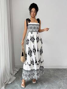 Rafferiza Women's Sleeveless Printed Dress, Casual Loose Fit, Suitable For Beach, Vacation Or Daily Wear, Summer - Multicolor - View 3