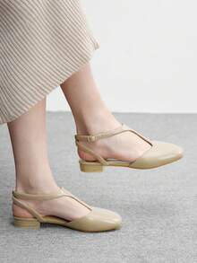 CUCCOO BIZCHIC Giày lười nữ kiểu dáng casual có khóa cài, thích hợp cho việc đi lại hàng ngày. - Màu be - Xem 1