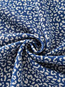 SHEIN VCAY Plus Size Women Leopard Print Sleeveless V-Neck Ruffle Trim Loose Casual Tank Top, Western Chic Pattern - Royal Blue - View 6