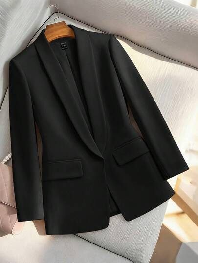 Lumivelle Blazer minimalista de unicolor, de manga larga y cuello de chal