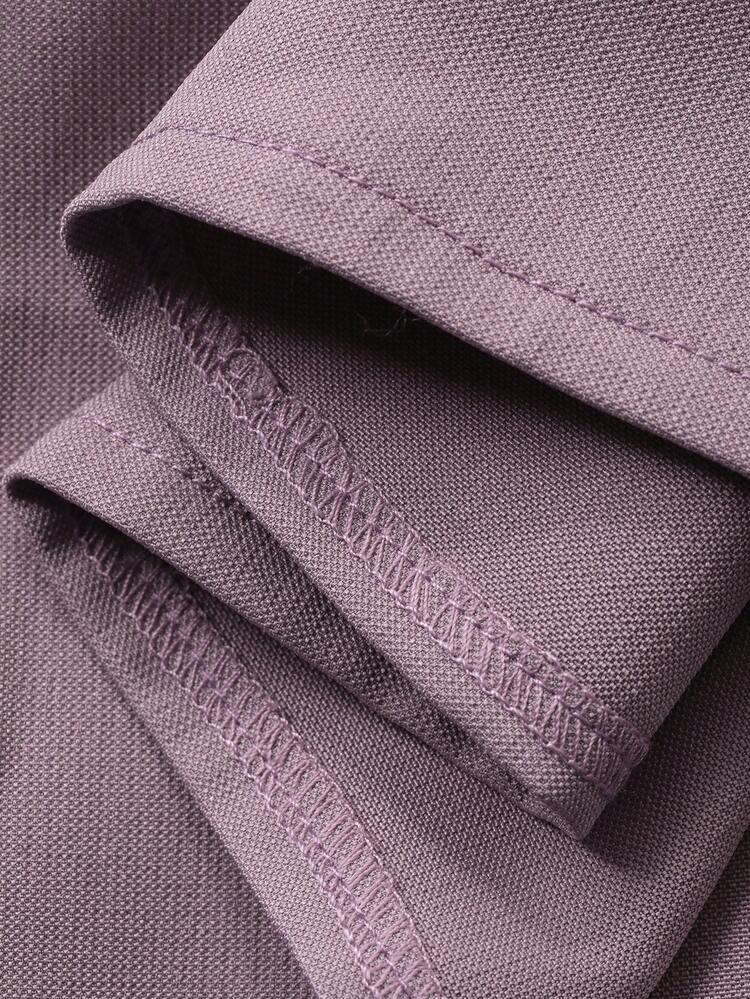 Dazy Plus Elegant Taffeta Oblique Placket Collared Shirt & Long Skirt 2 Pieces Set, Plus Size, Suitable For Dates, Spring/Autumn