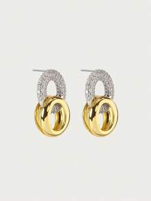 Glisma Women's Earrings,Premium/Old Money/Classy,18K Gold-Plated,Sexy/Vintage,For Mom/Women/Girl/Mother,Summer/Beach/Prom/Party,Layered/Gemstone/Beaded/Crystals - Yellow Gold - View 3