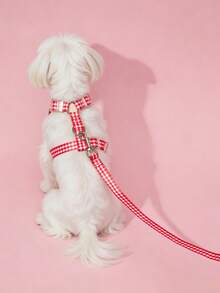 Strawberry Shortcake X SHEIN 1 Pc Set Cartoon Pattern Pet Harness And Leash Set, Multiple Sizes Available, Adjustable Harness Length, Suitable For Cats And Dogs, Designs Include Bow, Strawberry, Cat, Floral, Plaid, Jam, Cake,Gift Ideas - Multicolor - View 8