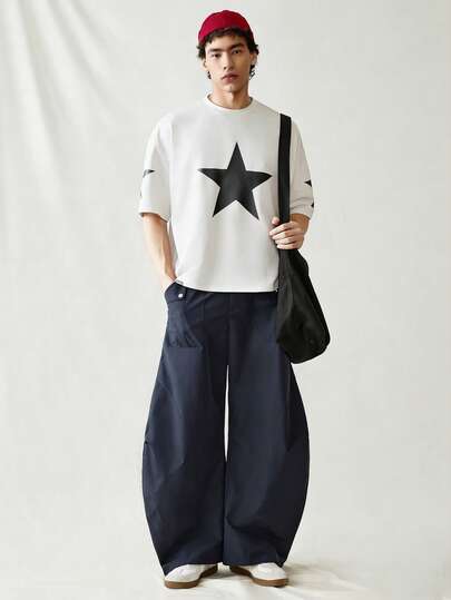 SWAVVY 男士针织休闲宽松星形图案短袖T恤