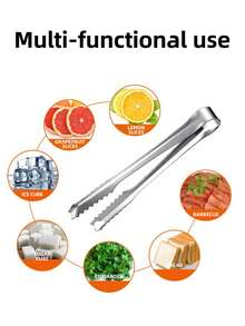 1/3/5件套不锈钢冰钳，防滑食品夹，防锈，厨房必备 - 适用于自助餐、婚礼、烧烤等场合 - 多功能冰块、糖果和冰淇淋夹取工具套装