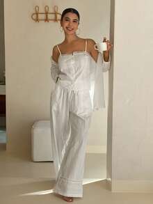 DAZY 3件套度假风波点纹理面料女士睡衣套装