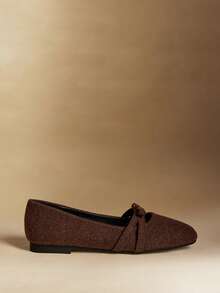 Rosivie Damen Ballerinas mit rundem Zehenbereich, Kaffeebraun, Fellbesatz, Blumenmuster, Metallschnalle am Knöchelriemen, bequeme, lässige französische Stil Slip-On Schuhe - Kastanienbraun - Übersicht 3