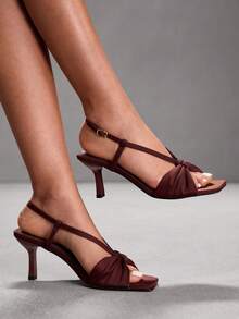 CUCCOO SZL Sandalias de tacón alto para mujer, elegantes para fiestas y banquetes - Marrón - Ver 2