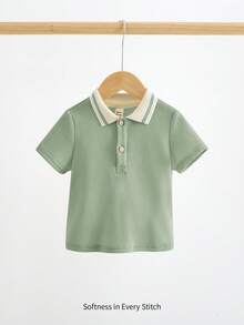 Cozy Pixies Áo chui đầu tay ngắn cổ bẻ dệt kim mềm mại có khóa kéo nửa đầu cho bé trai - màu xanh lá - Xem 3