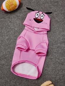 COURAGE THE COWARDLY DOG X SHEIN 1pc Cute Cartoon Pattern Pet Hoodie Sweatshirt, Cat/Dog Clothes, Size XXS-XXXXL, Courage, Cosplay - Pink - View 3