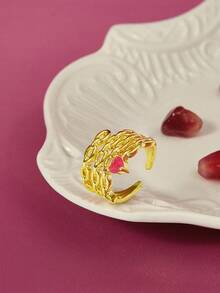 Glisma Nhẫn đơn nữ, Phù hợp với nhiều trang phục, Phong cách cổ điển, Chất liệu kim loại/có họa tiết, Đá quý, Dành tặng mẹ/phụ nữ/bé gái/người mẹ, Cao cấp, Cổ điển, Sang trọng, Ngày Valentine, Quà tặng - Vàng - Xem 3