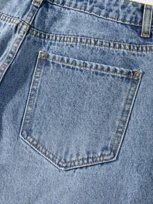 GlowEve Women's Fashion Casual Washed Floral Embroidery Slant Pocket Jeans - Medium Wash - View 7