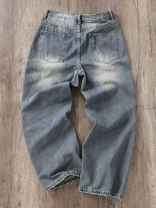 Manfinity Joysei 适合夏季的男士简约时尚牛仔裤 - 淺色水洗藍 - 查看 2