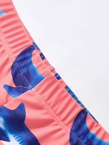 SHEIN 2pcs Tween Boy Casual Vacation Pattern Long Sleeve Swimsuit And Swim Trunks Set - Multicolor - View 7