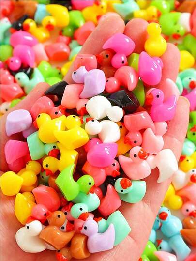 50/100/150/200 Mini Duck Figurines, Made Of Resin Or Plastic Material, Suitable For Dollhouses, Fairy Gardens, Landscapes, And Aquarium Decorations.
