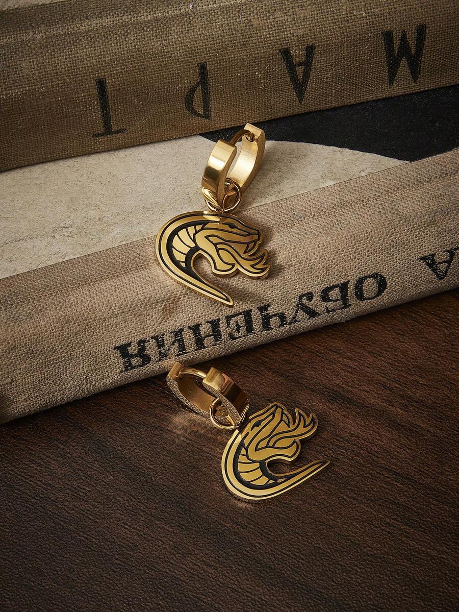 HARRY POTTER X SHEIN 优雅蛇形耳环 - 金色 - 查看 1