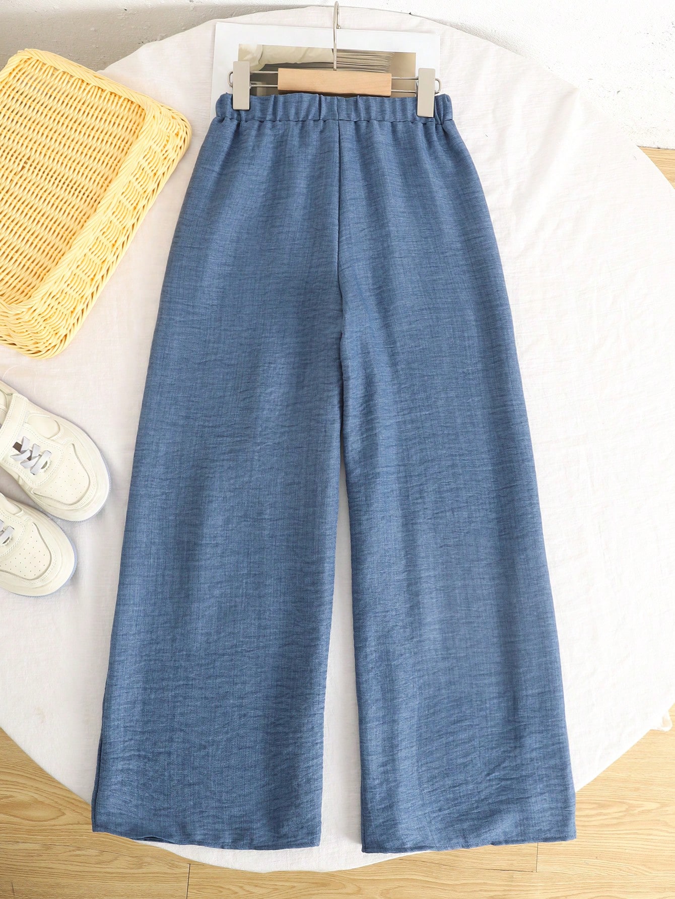 SHEIN بنطلون فضفاض بملمس مريح للفتيات المراهقات، م...