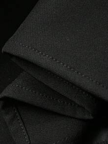 Dazy Plus Chân váy chữ A ngắn xếp ly màu trơn thanh lịch, trang trí cúc. - màu đen - Xem 12