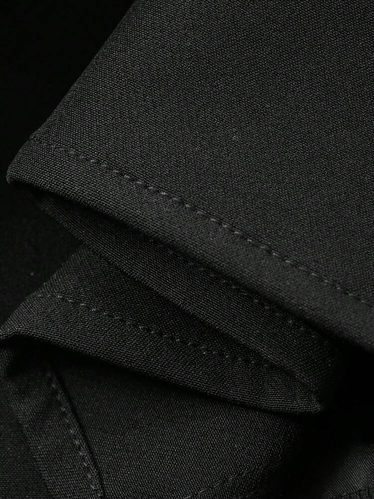 Dazy Plus Solid Color Elegant Pleated Button Decor Mini A-Line Skirt