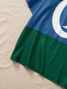 Casuvi Kids Casual & Fashionable, Retro American College Style Striped Tween Boys Polo Shirt, Large M Letter Print Design On Chest, Contrast White Collar, Blue & Green Striped Body, Suitable For School, Commute, Casual, Party Occasions Pullover Shirt Boy Boy Clothes Casual Boy Clothes - Green - View 9