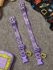 FRIENDS X SHEIN 1pc Cartoon Print Adjustable Pet Collar, With A Leash Hook, The Collar Is Adjustable In Length. Available In S/L Sizes, Suitable For Pets Of Various Body Types, For Cats And Dogs,Friendship,Photo Frame - Purple - View 4