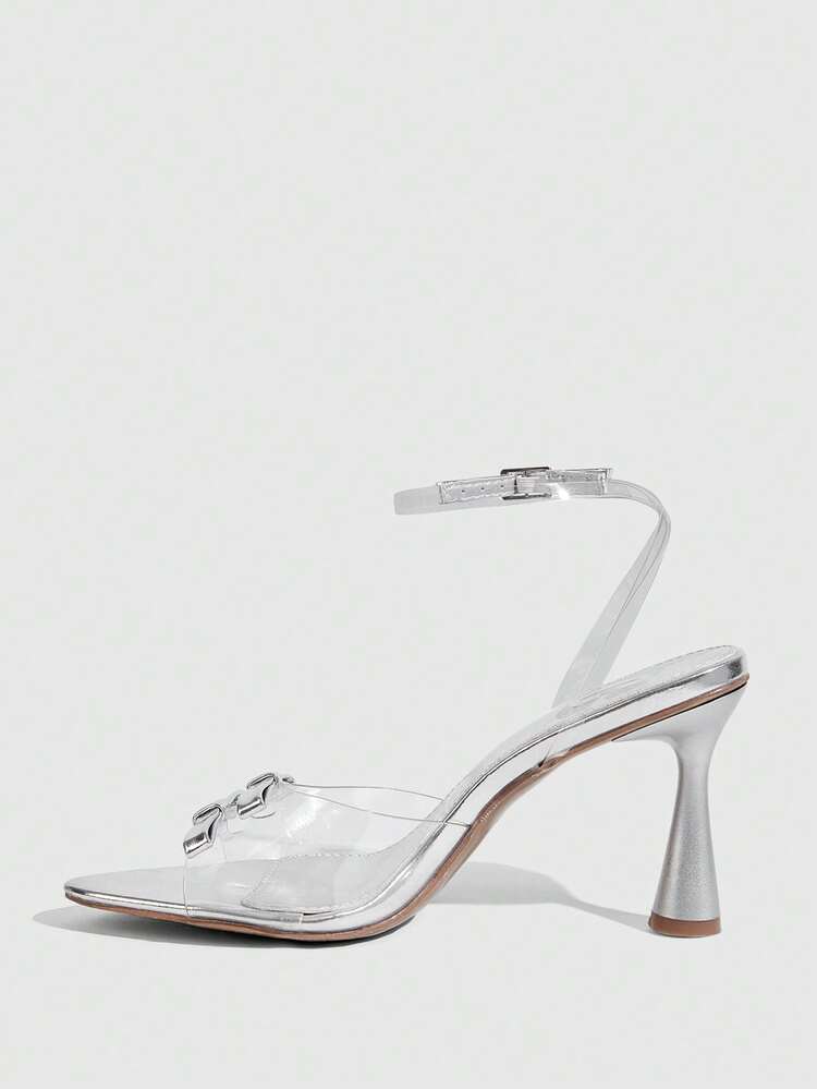 CUCCOO SZL Women's Sexy Fashion Pointed Toe Transparent Plastic Handmade Butterfly Flower High Heel Sexy Party Nightclub Open Toe Sandals Prom Heels