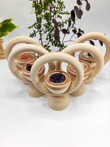 Haus Hana Crystal Gemstone Essential Oil Diffuser - Wooden Stand Reedless Aroma For Home, Healing Zen Decor & Spiritual Gift Idea - Multicolor - View 3
