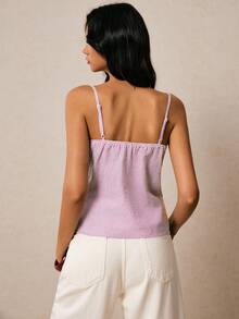 Poéselle Áo hai dây kẻ sọc thoải mái dành cho nữ, thích hợp cho kỳ nghỉ biển. - Hồng - Xem 5