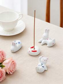 Madebyblanc Ceramic Square Incense Holder With Animal - Cute Rabbit & Cat Incense Burner For Sticks, Mini Zen Home Desk Decor, Creative Aromatherapy Gift For Pet Lovers,Square Ceramic Incense Holder - Cute Animal (Rabbit, Cat) Incense Stick Burner - Multicolor - View 11