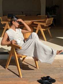 DAZY Women's Casual Sleeveless Wide Leg Jumpsuit