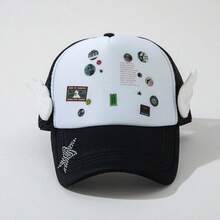 ROMWE Goth 1 Women's Angel Wings Star Hot Diamond Truck Driver Baseball Cap - Black - View 5