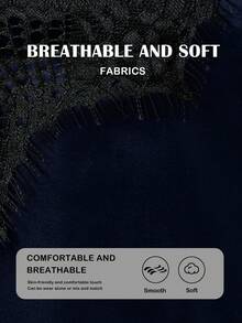 Briarwyn Đầm đen hai dây phối ren xẻ tà cao dành cho nữ - Màu xanh hải quân - Xem 9