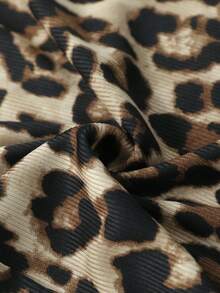 SHEIN Clasi 女士优雅高腰显瘦弹力针织阔腿长款豹纹裤，百搭日常穿搭，春季女装春假狂欢节女装造型，2026春夏狂欢节必备猎豹纹裤，动物纹阔腿裤，高腰裤 - 彩色 - 查看 10