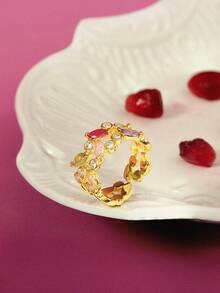 Glisma 女士开口戒指，服饰，复古，金属/纹理，宝石，送给妈妈/女士/女孩/母亲，高级，复古，优雅复古，服饰，优雅，金属/纹理，复古，精致，送给妈妈/女士/女孩/母亲，宝石，心形，情人节，黄金，复活节，旅行/海滩/度假，波西米亚风，颓废风 - 金色 - 查看 5