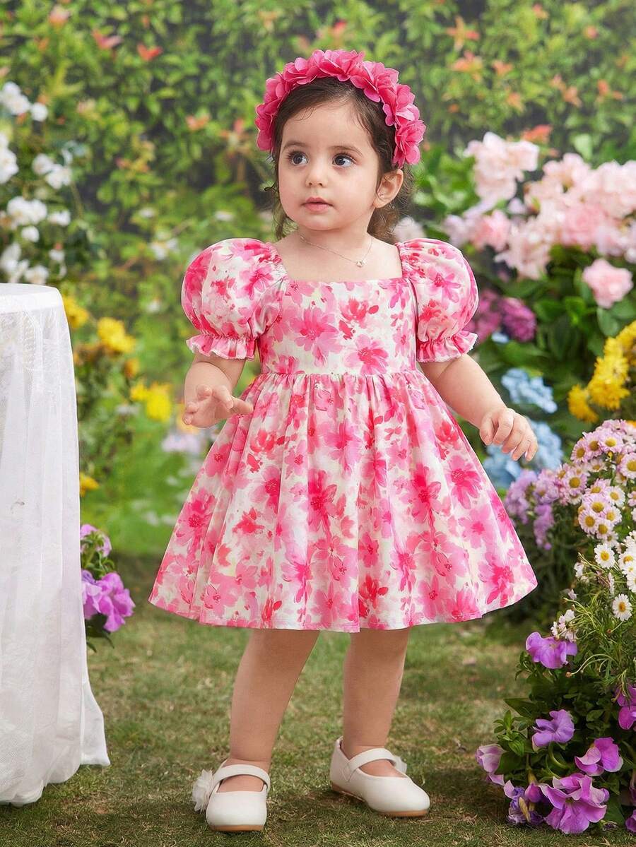 Babygirl Cute Sweet Elegant Floral Pattern Summer Dress