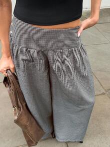 Siren Gaze Women's Plaid Straight Loose Casual Pleated Pants - Multicolor - View 8