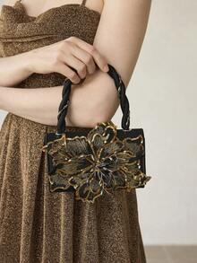 MOTF PREMIUM STEREO FLORAL FAUX PEARL DETAIL EVENING BAG - Black - View 7