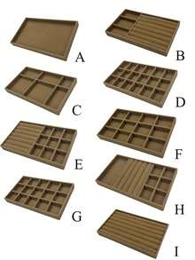 首饰托盘收纳盒，项链耳环戒指展示收纳盒，可堆叠首饰盒化妆品收纳盒，适用于耳环、项链、戒指、手链、吊坠、珍珠等饰品。 - 棕色 - 查看 14