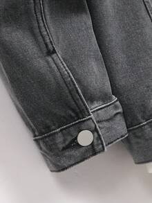 Manfinity Homme 男士休闲街头风蓝色牛仔夹克 - 深灰色 - 查看 7