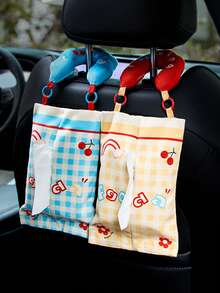 Zazumi 1 Portable Car Tissue Box, Multifunctional And Cute Dopamine Paper Box In The Car, Seat Storage, Hanging Tissue Storage Bag - Multicolor - View 8