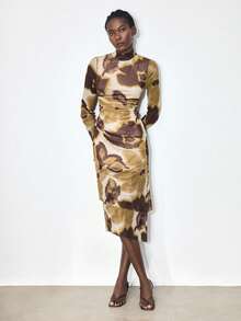 Maija Đầm dài nữ dáng ôm, cổ bẻ, hở lưng, in họa tiết tie-dye, thích hợp cho đi làm, công sở, dạo phố, đi biển, nghỉ dưỡng, thanh lịch, lễ hội âm nhạc, ngày Valentine, mùa hè. - Nhiều màu - Xem 4