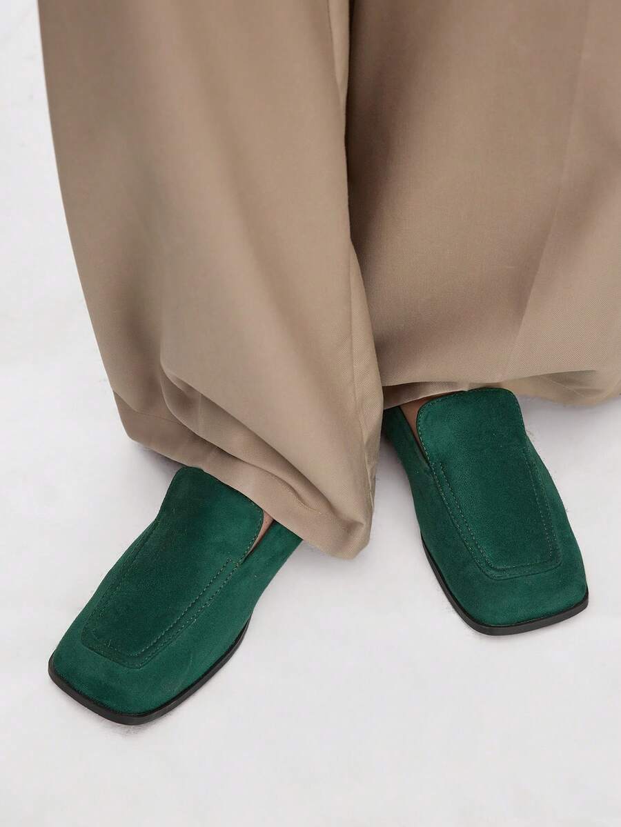 Mnmlis Women's Casual Versatile Commuting Minimalist Flat Loafers Valentine's Day - Dark Green - View 1