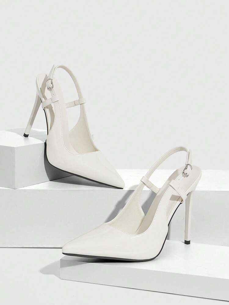 CUCCOO SZL Women's Pointed Toe Buckle Design Fashionable High Heels, Versatile For Daily Wear For Christmas Valentine's Day Spring Shoes